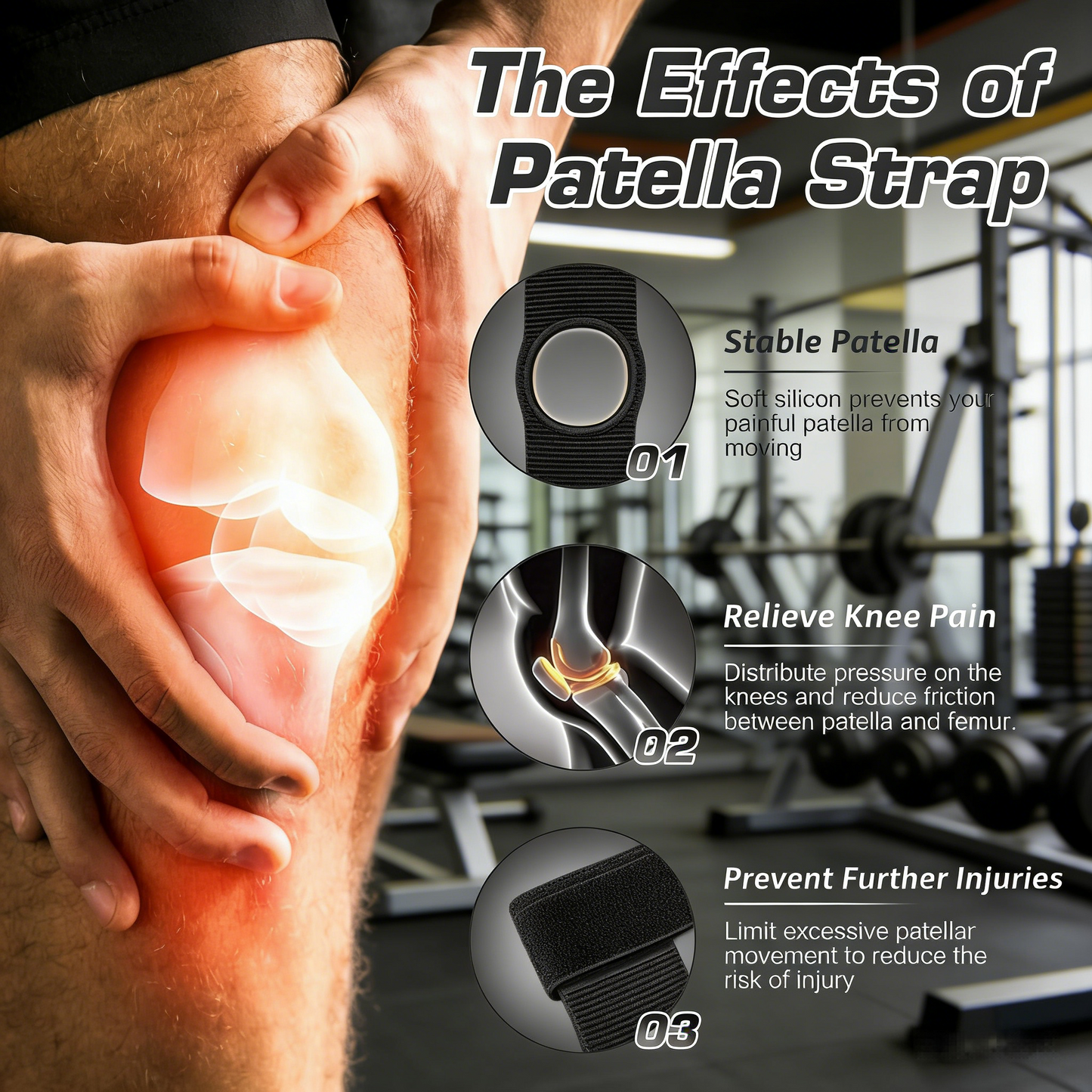 Patella Tendon Knee Strap 2 Pack Knee Pain Relief & Patella Stabilizer Knee Strap, Patellar Tendon Support Strap, Knee Brace for Running, Hiking