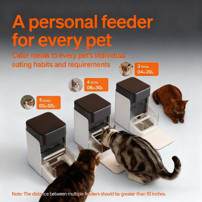 Collar-Activated Automatic Cat Feeder - Wi-Fi App, Anti-Food-Steal, Custom Diets for Multi-Pet Families