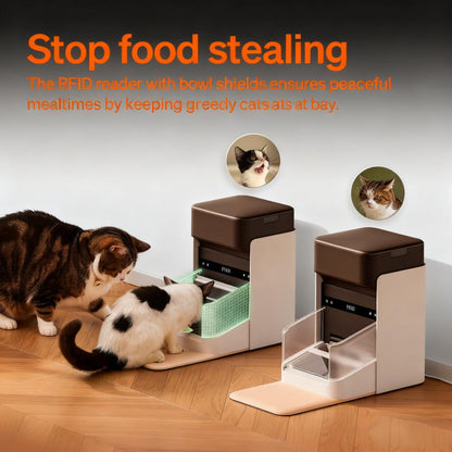 Collar-Activated Automatic Cat Feeder - Wi-Fi App, Anti-Food-Steal, Custom Diets for Multi-Pet Families