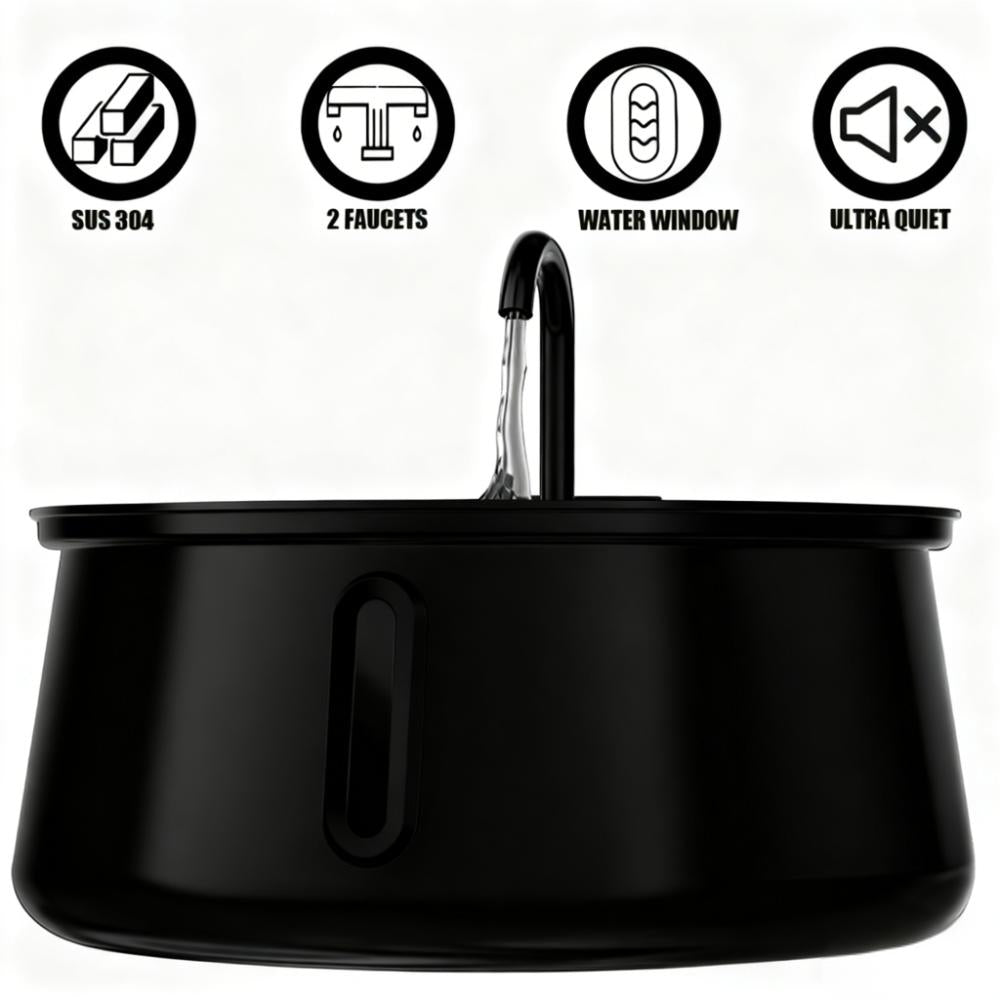 4L Stainless Steel Cat Water Fountain - Ultra Quiet Pet Water Dispenser with Water Window for Cats & Dogs