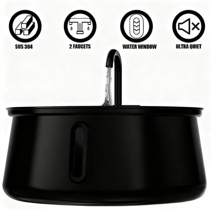 4L Stainless Steel Cat Water Fountain - Ultra Quiet Pet Water Dispenser with Water Window for Cats & Dogs