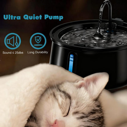 4L Stainless Steel Cat Water Fountain - Ultra Quiet Pet Water Dispenser with Water Window for Cats & Dogs