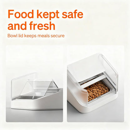 Collar-Activated Automatic Cat Feeder - Wi-Fi App, Anti-Food-Steal, Custom Diets for Multi-Pet Families
