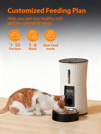 16.9 Cups Automatic Cat Feeder with Stainless Steel Bowl - Anti-Jam, Easy Clean, Battery Backup for Cats & Dogs