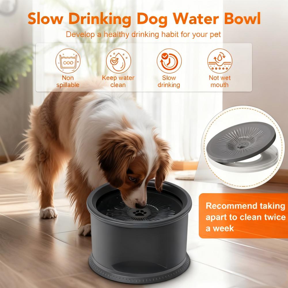 Anti-Tip Dog Water Bowl with Floating Disk - Food Grade Stainless Steel, Anti-Slip Base for All Breeds
