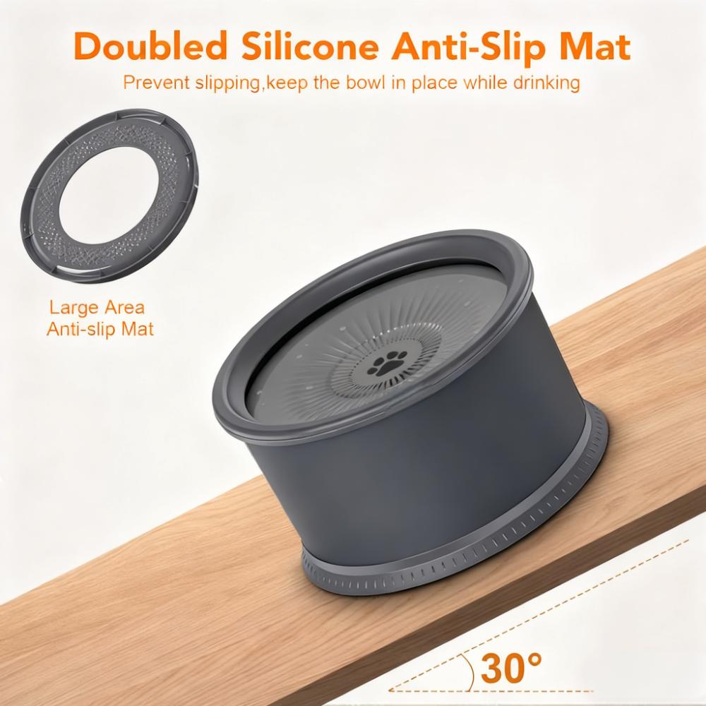 Anti-Tip Dog Water Bowl with Floating Disk - Food Grade Stainless Steel, Anti-Slip Base for All Breeds