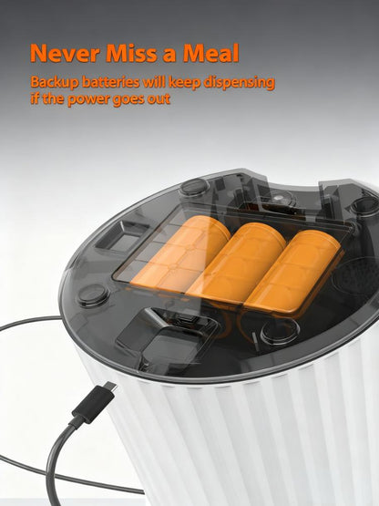 16.9 Cups Automatic Cat Feeder with Stainless Steel Bowl - Anti-Jam, Easy Clean, Battery Backup for Cats & Dogs