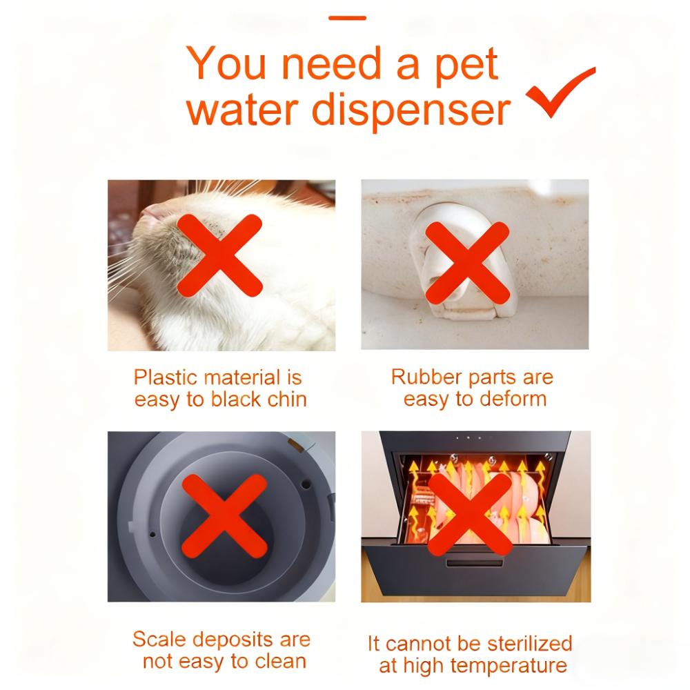 2.2L Stainless Steel Cat Water Fountain - BPA-Free, Dishwasher Safe, Multi-Layer Filtration for Cats & Dogs