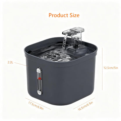 2.2L Stainless Steel Cat Water Fountain - BPA-Free, Dishwasher Safe, Multi-Layer Filtration for Cats & Dogs